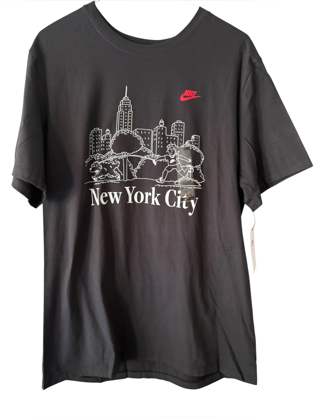 NWT Men’s Nike Black Crew Neck T Shirt S/S Manhattan Skyline Sz L